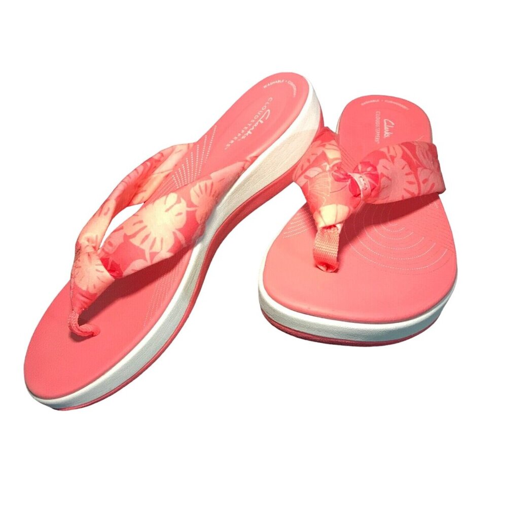Clarks Cloudsteppers Sandals Women Sz 11M Aria Glison Pink Thong  (2164) NEW